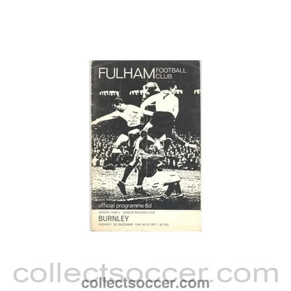 1964 - Fulham v Burnley official programme 28/12/1964 - Collect Soccer