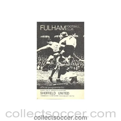 1964 - Fulham v Sheffield United official programme 16/09/1964 Football League - Collect Soccer