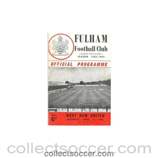 1964 - Fulham v West Ham United official programme 11/04/1964 - Collect Soccer