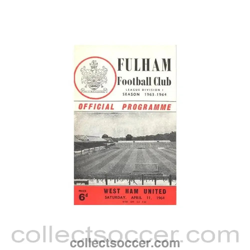 1964 - Fulham v West Ham United official programme 11/04/1964 - Collect Soccer