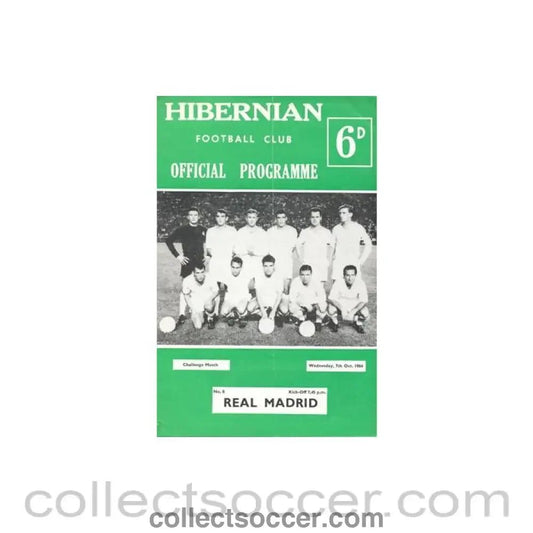1964 - Hibernian v Real Madrid official programme 07/10/1964 Challenge Match - Collect Soccer
