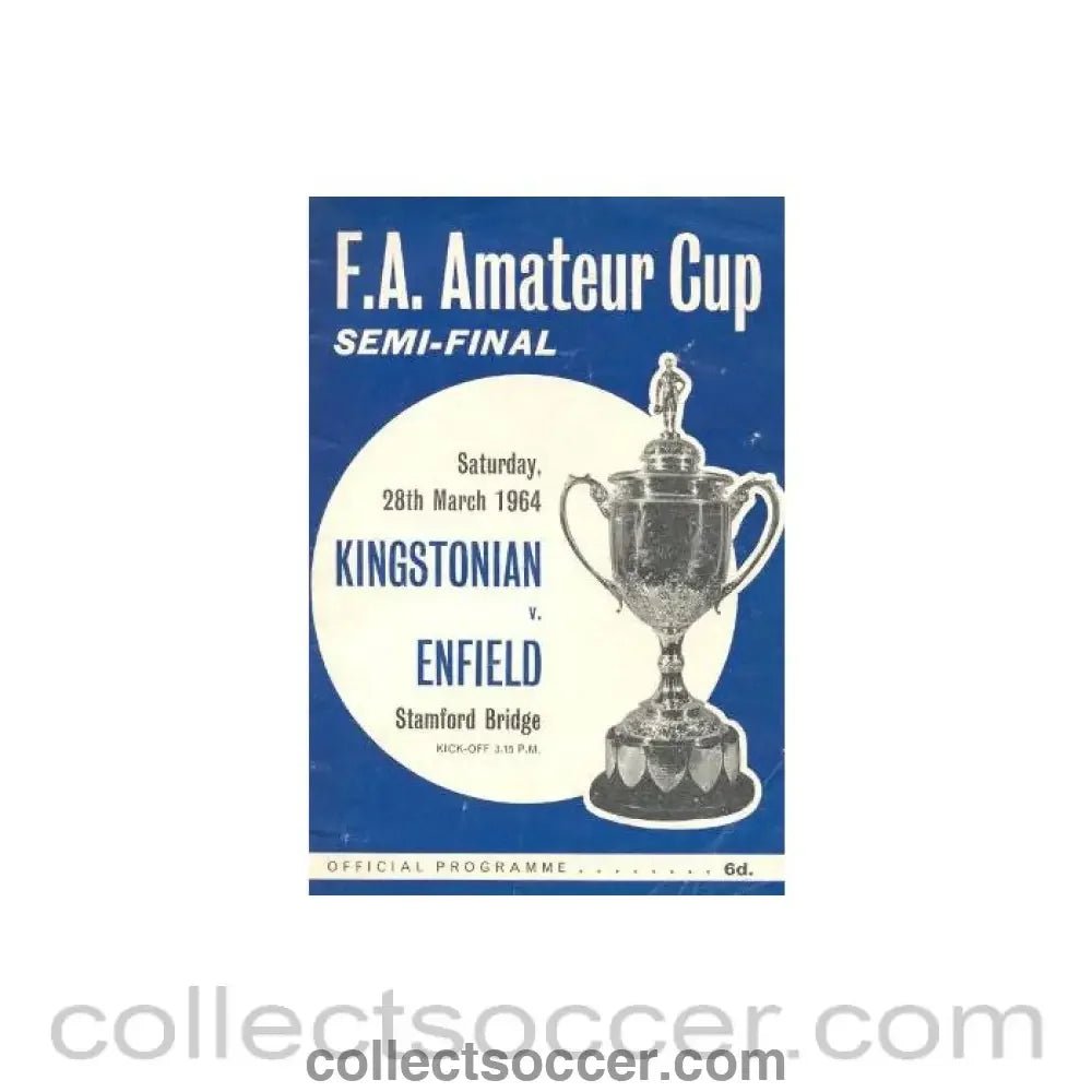 1964 - Kingstonian v Enfield official programme 28/03/1964 - Collect Soccer