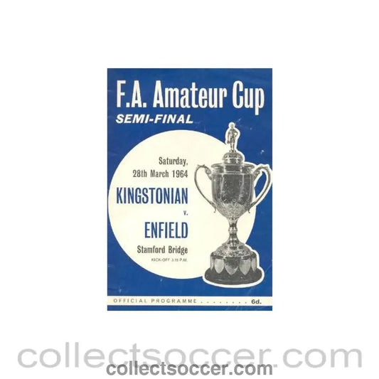 1964 - Kingstonian v Enfield official programme 28/03/1964 - Collect Soccer