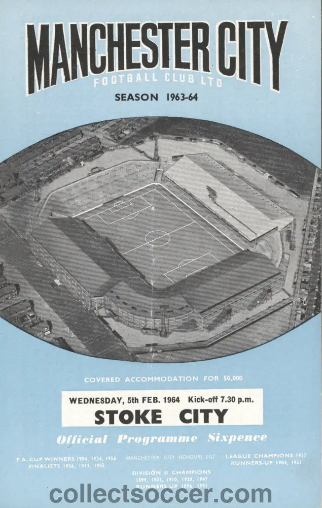 1964 League Cup Semi Final 2nd Leg Manchester City v Stoke City Programme