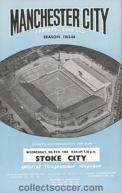 1964 League Cup Semi Final 2nd Leg Manchester City v Stoke City Programme
