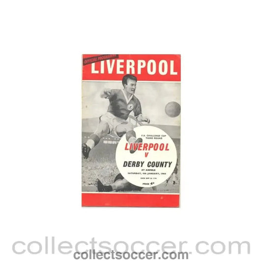 1964 - Liverpool v Derby County official programme 04/01/1964 - Collect Soccer