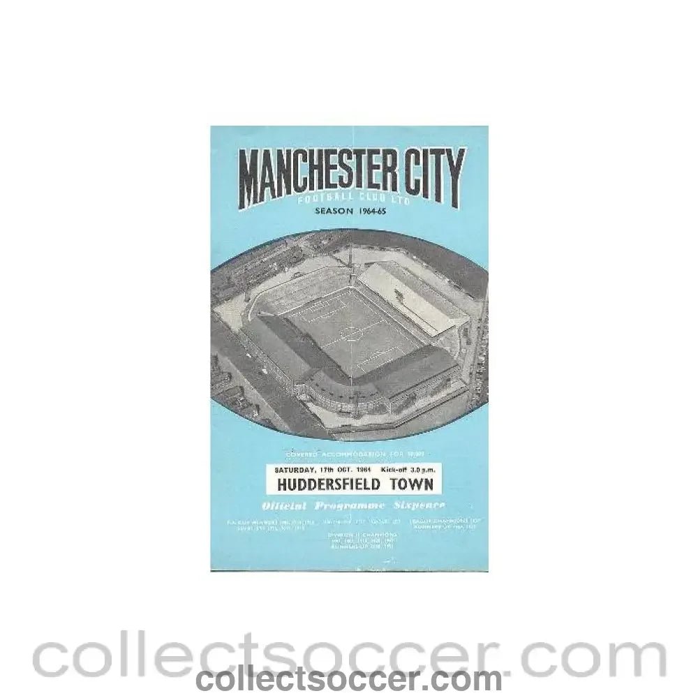 1964 - Manchester City v Huddersfield Town official programme 17/10/1964 Football League - Collect Soccer