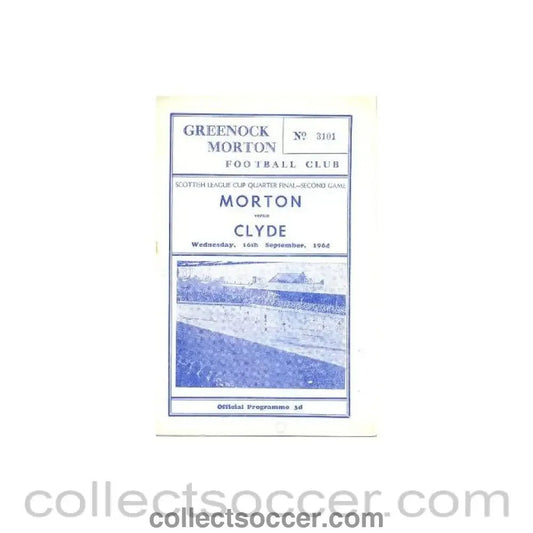 1964 - Morton v Clyde official programme 16/09/1964 - Collect Soccer