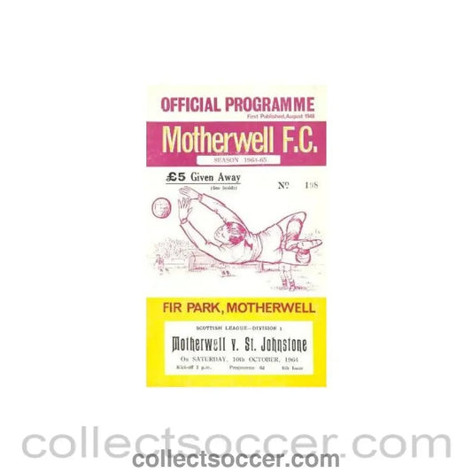 1964 - Motherwell v St. Johnstone official programme 10/10/1964 - Collect Soccer