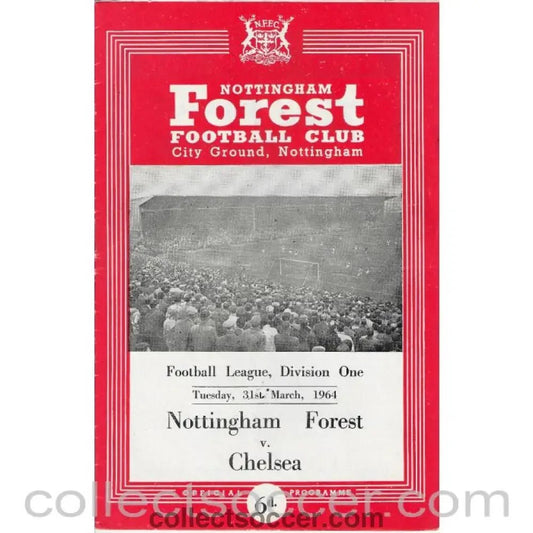 1964 - Nottingham Forest v Chelsea 31/3/1964 Official Programme - Collect Soccer