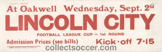 1964 Original Bus Destination Poster Barnsley v Lincoln City - Collect Soccer