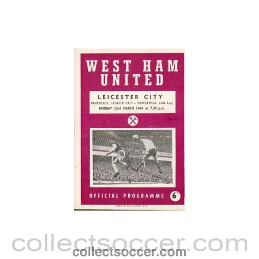 1964 Programme West Ham United V Leicester City - Collect Soccer