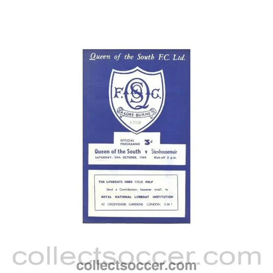 1964 - Queen Of The South v Stenhousemuir official programme 24/10/1964 - Collect Soccer
