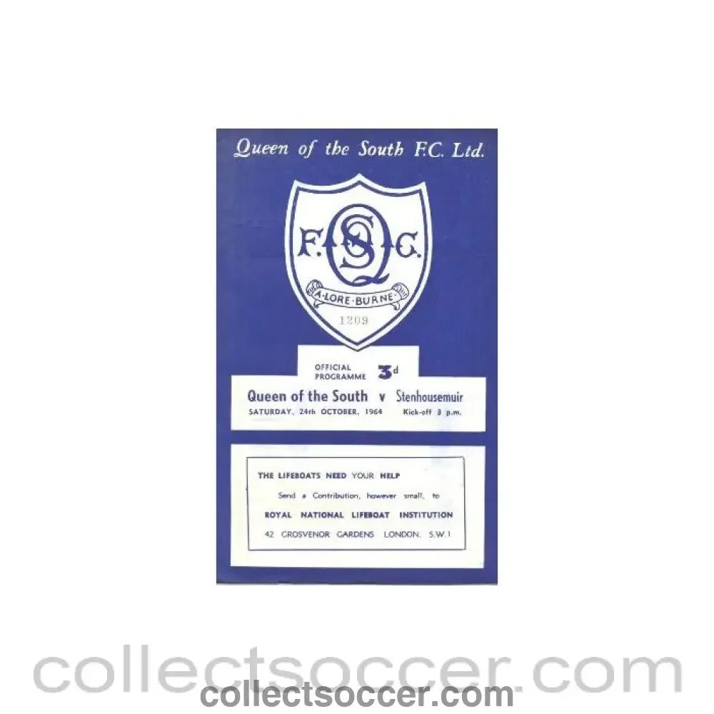 1964 - Queen Of The South v Stenhousemuir official programme 24/10/1964 - Collect Soccer