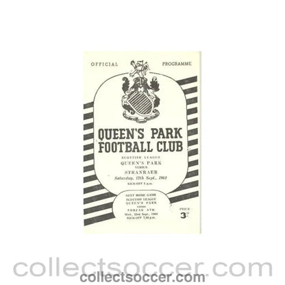1964 - Queen's Park v Stranraer official programme 12/09/1964 - Collect Soccer