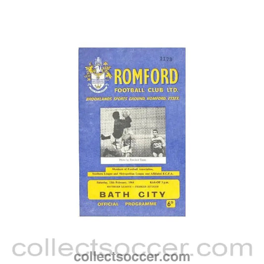 1964 - Romford v Bath City official programme 15/02/1964 - Collect Soccer