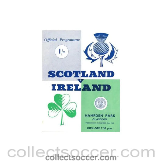 1964 - Scotland v Ireland official programme 25/11/1964 - Collect Soccer