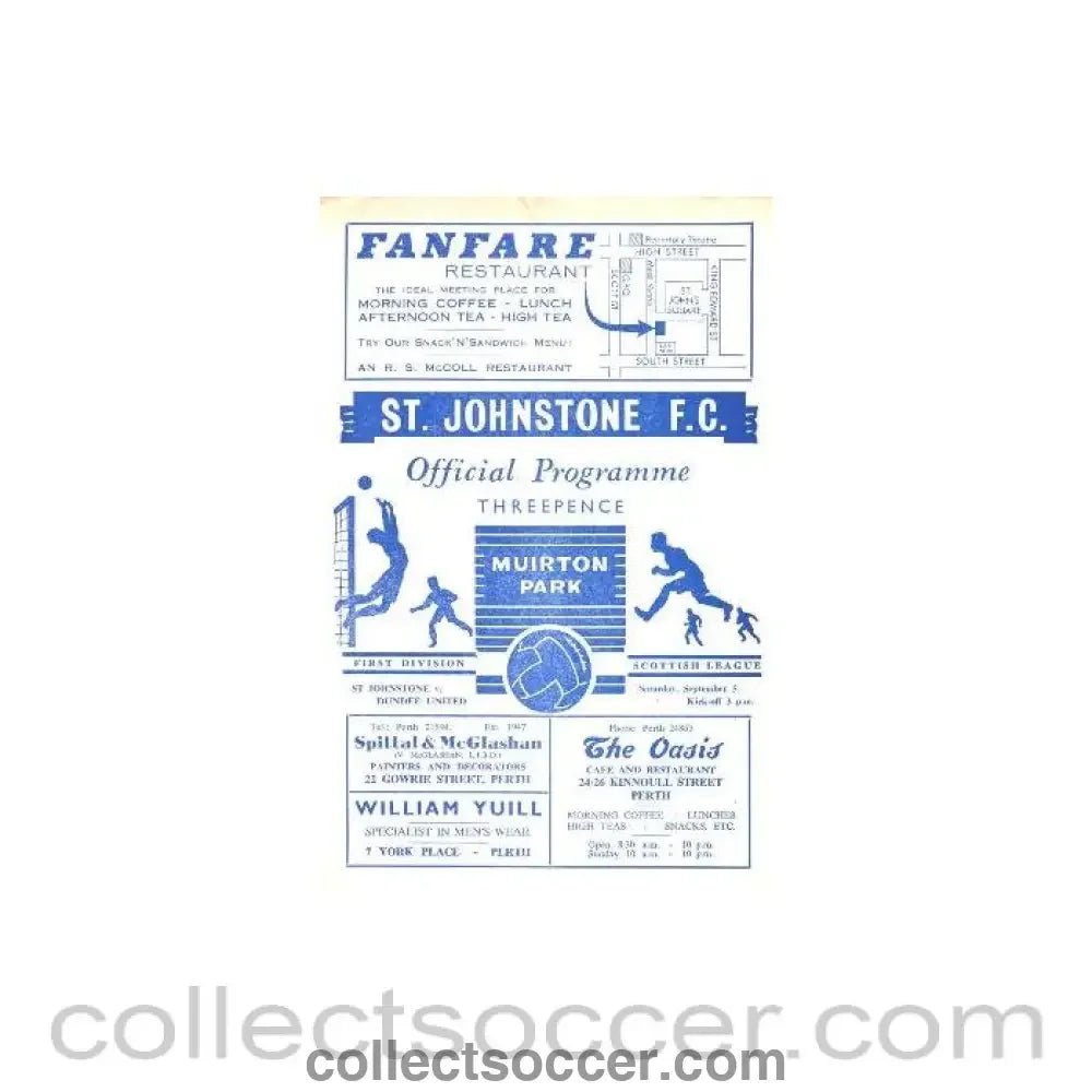 1964 - St. Johnstone v Dundee official programme 05/09/1964 - Collect Soccer