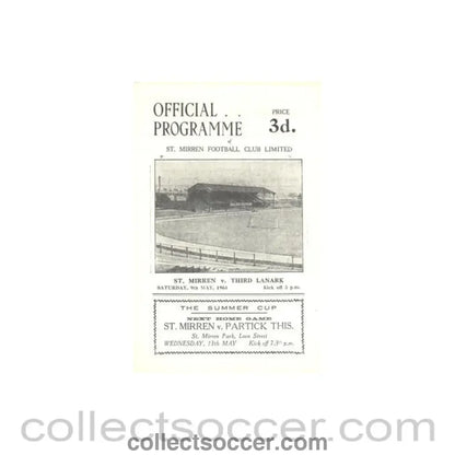 1964 - St. Mirren v Third Lanark official programme 09/05/1964 Summer Cup - Collect Soccer