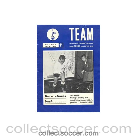 1964 - Team - Tottenham Hotspur Supporters' Club fanzine of July 1964 - Collect Soccer