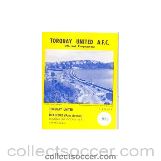 1964 - Torquay United v Bradford official programme 10/10/1964 - Collect Soccer