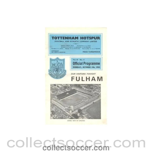 1964 - Tottenham Hotspur v Fulham official programme 05/10/1964 Football League - Collect Soccer
