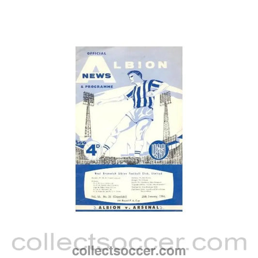 1964 - West Bromwich Albion v Arsenal official programme 25/01/1964 - Collect Soccer