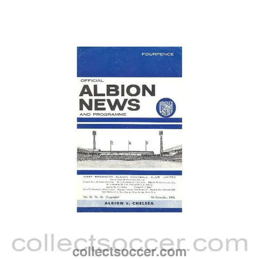 1964 - West Bromwich Albion vChelsea official programme 05/12/1964