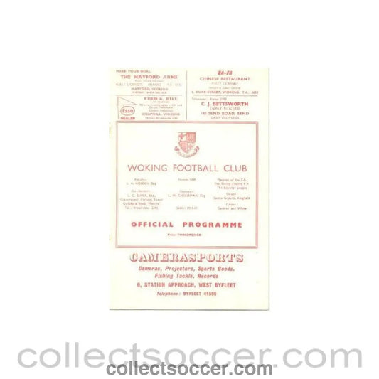 1964 - Woking vChelsea official programme 19/11/1964 - Collect Soccer