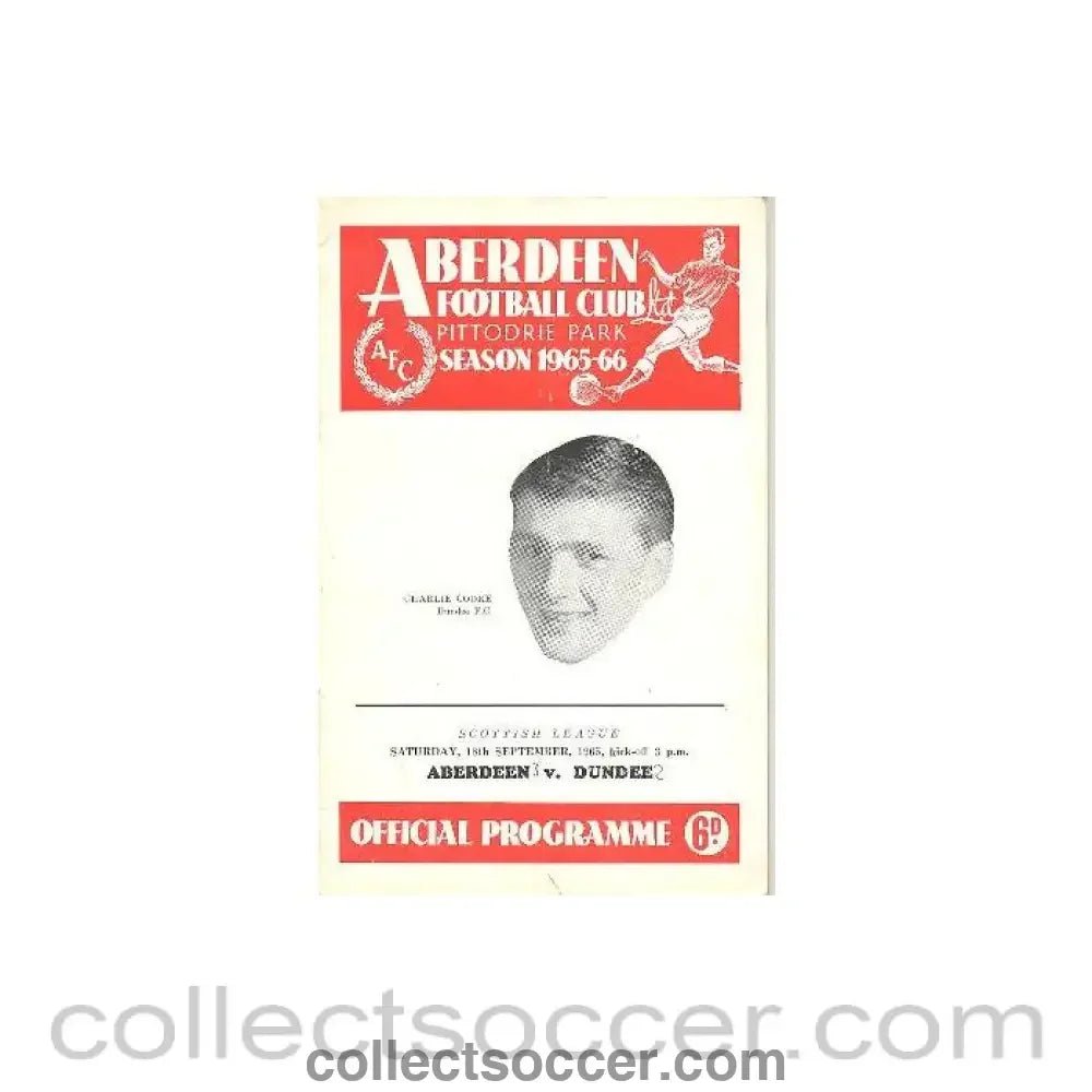 1965 - Aberdeen v Dundee official programme 18/09/1965 - Collect Soccer