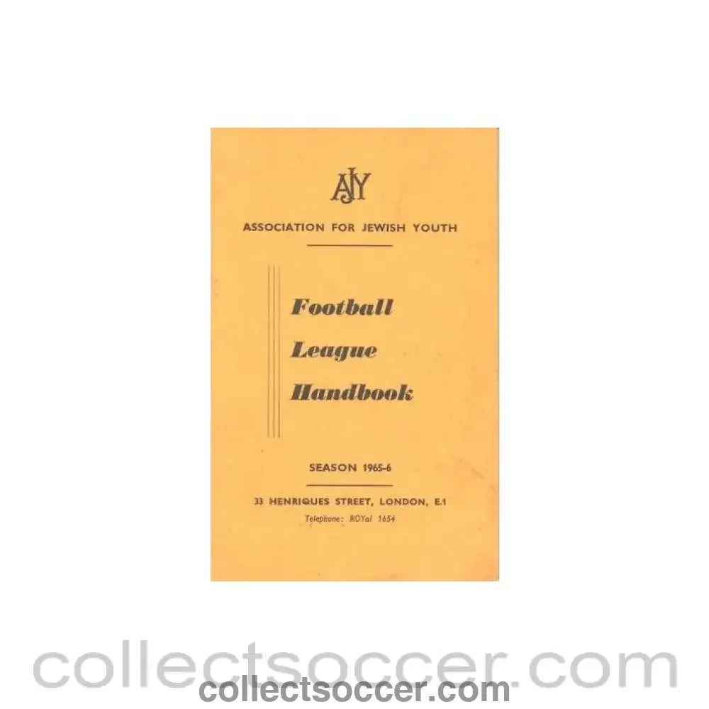 1965 - Association For Jewish Youth Football League Handbook 1965-1966