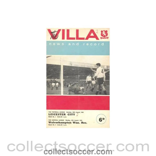 1965 - Aston Villa v Leicester City official programme 28/08/1965 Football League - Collect Soccer
