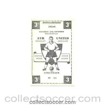 1965 - Ayr United v Stranraer official programme 27/11/1965 - Collect Soccer