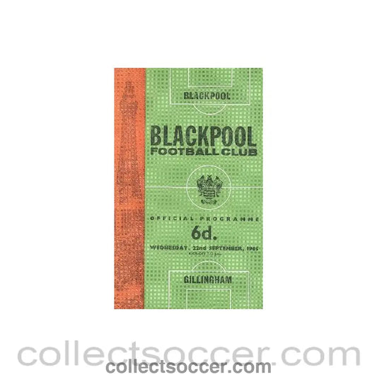 1965 - Blackpool v Gillingham official programme 22/09/1965