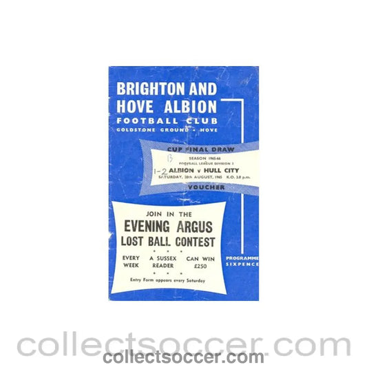 1965 - Brighton & Hove Albion v Hull City official programme 28/08/1965