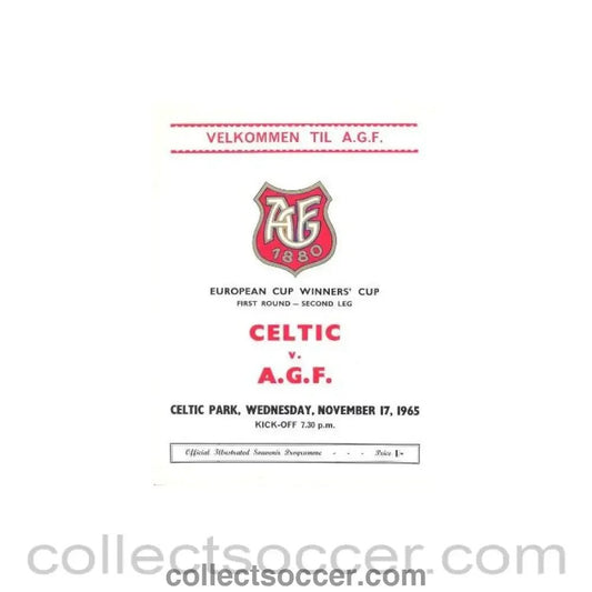 1965 - Celtic v A.G.F. official programme 17/11/1965 - Collect Soccer