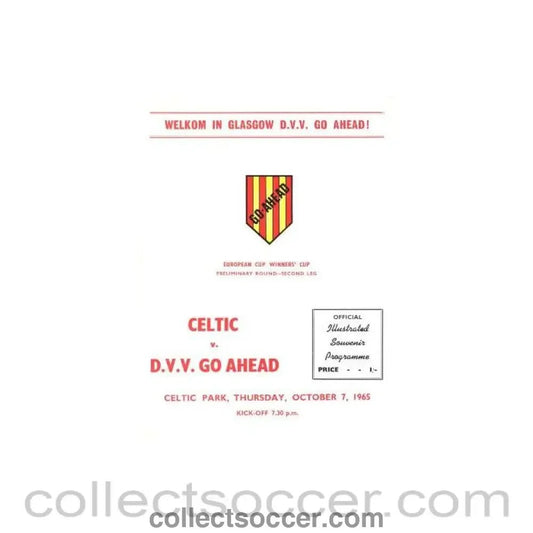 1965 - Celtic v Go Ahead official programme 07/10/1965 - Collect Soccer