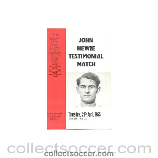1965 - Charlton Athletic vChelsea official programme 29/04/1965 John Hewie Testimonial Match