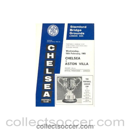 1965 - Chelsea v Aston Villa official programme League Cup Semi Final 10/02/1965