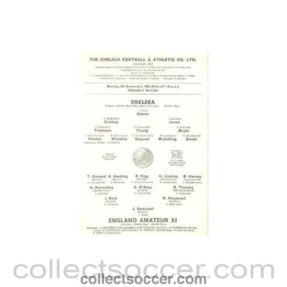 1965 - Chelsea v England Amateur XI official programme 06/09/1965 - Collect Soccer