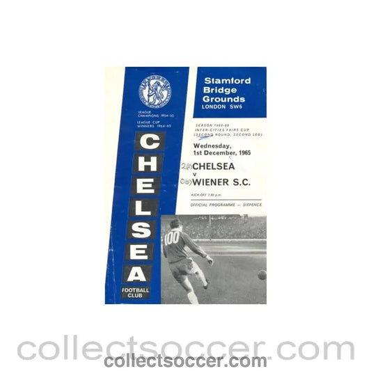 1965 - Chelsea v Wiener Vienna Austria official programme 01/12/1965