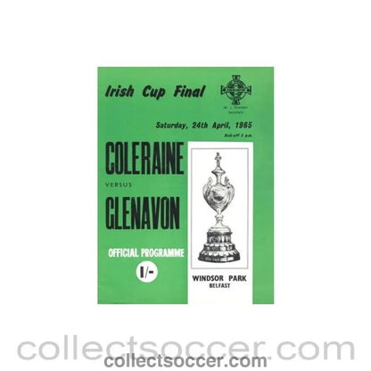 1965 - Coleraine v Glenavon official programme 24/04/1965 Irish Cup Final - Collect Soccer