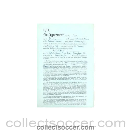 1965 - Contract For Hire of a Player between Birmingham City F.C. and Ronald Fenton of 22/01/1965