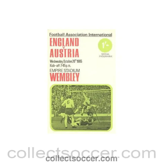 1965 England v Austria official programme 20/10/1965 - Collect Soccer