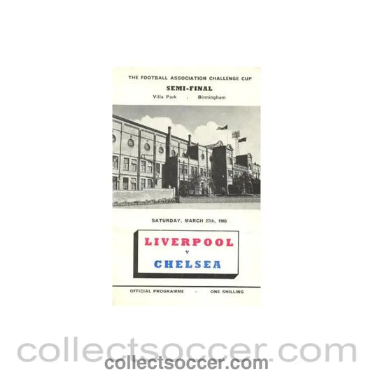 1965 FA Cup Semi-Final Programme Liverpool v Chelsea official programme 27/03/1965