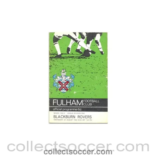 1965 - Fulham v Blackburn Rovers official programme 25/08/1965 - Collect Soccer