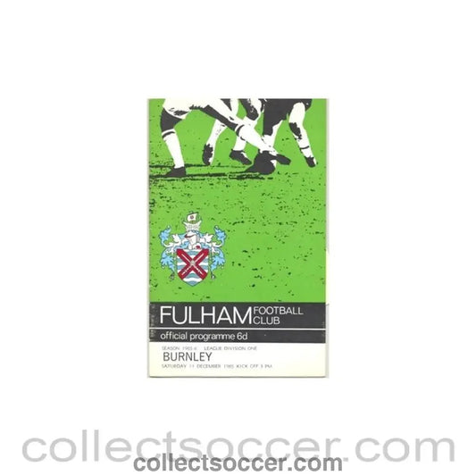 1965 - Fulham v Burnley official programme 11/12/1965 - Collect Soccer