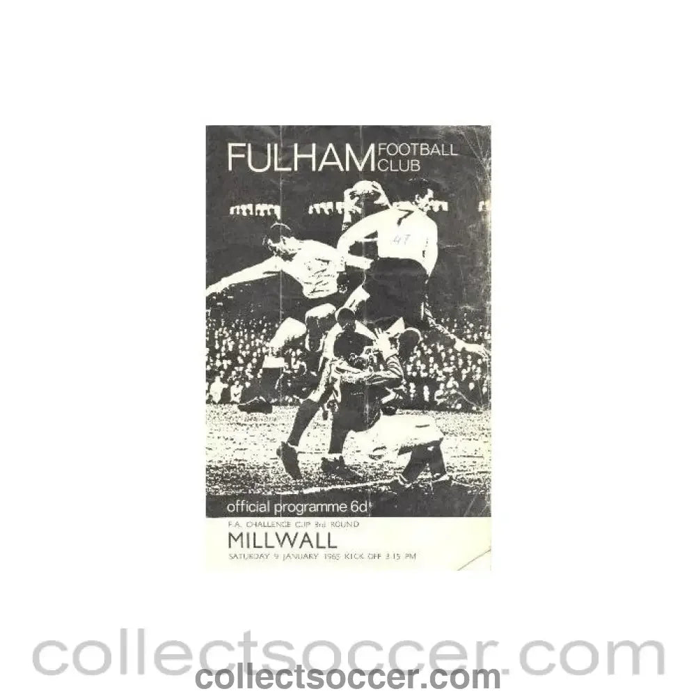1965 - Fulham v Millwall official programme 09/01/1965 - Collect Soccer