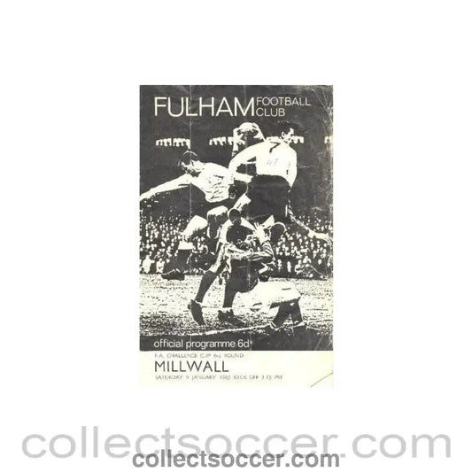 1965 - Fulham v Millwall official programme 09/01/1965 - Collect Soccer