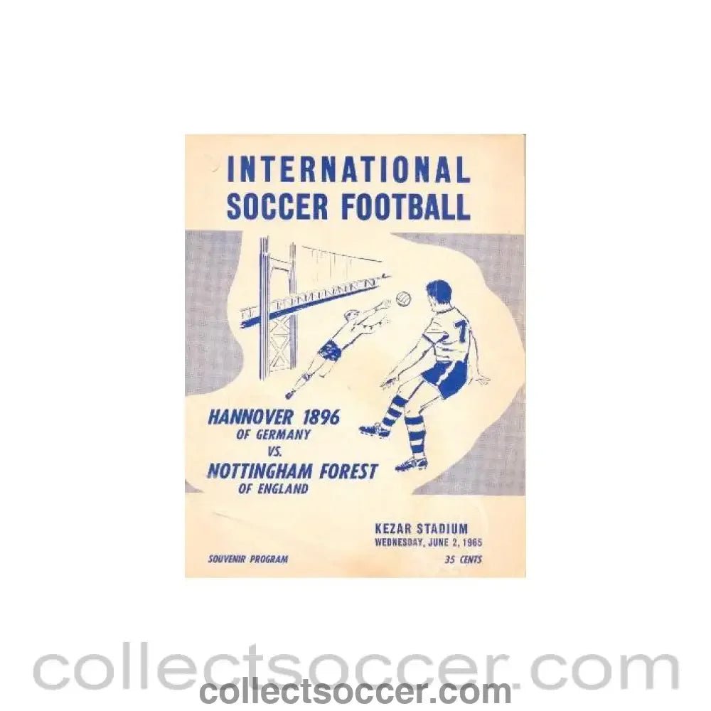 1965 - In the USA - Hannover, Germany v Nottingham Forest official programme 02/06/1965 - Collect Soccer